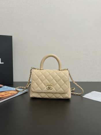 Uubags Chanel Mini Coco Handle Bag Caviar Leather In Beige 13x19x9cm