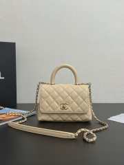 Uubags Chanel Mini Coco Handle Bag Caviar Leather In Beige 13x19x9cm - 6