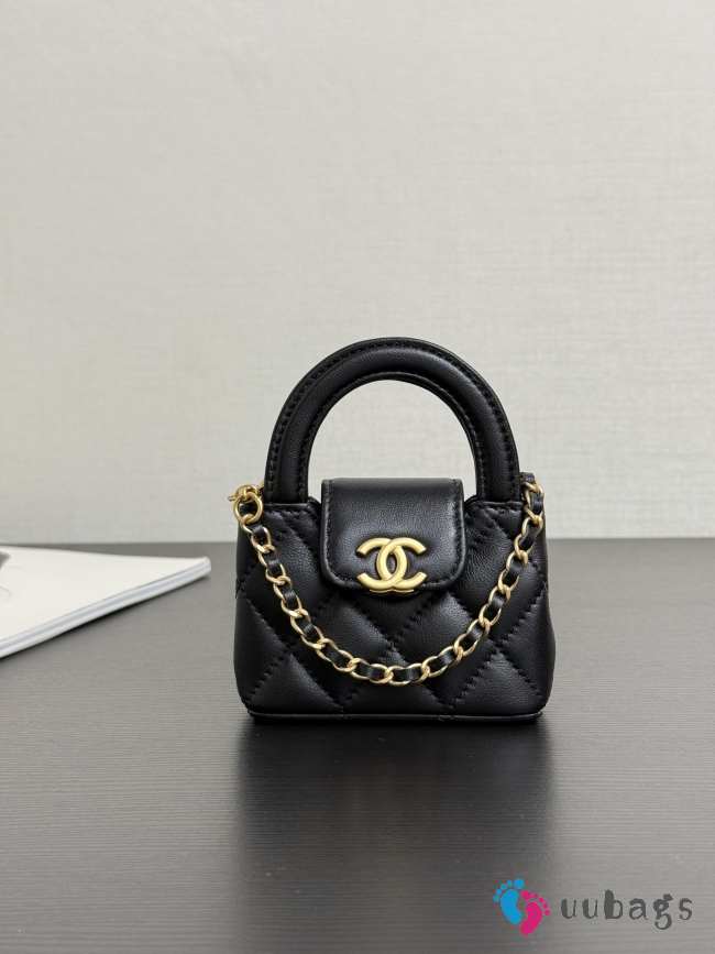 Uubags Chanel Kelly Micro Aged Calfskin Leather Bag In Black 12x9x4cm - 1