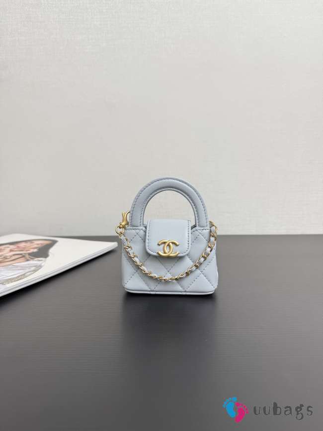 Uubags Chanel Kelly Micro Aged Calfskin Leather Bag In Baby Blue 12x9x4cm - 1