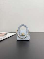 Uubags Chanel Kelly Micro Aged Calfskin Leather Bag In Baby Blue 12x9x4cm - 1