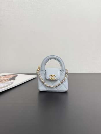 Uubags Chanel Kelly Micro Aged Calfskin Leather Bag In Baby Blue 12x9x4cm