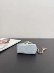Uubags Chanel Kelly Micro Aged Calfskin Leather Bag In Baby Blue 12x9x4cm - 4