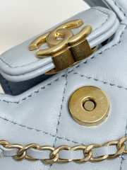 Uubags Chanel Kelly Micro Aged Calfskin Leather Bag In Baby Blue 12x9x4cm - 3