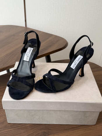 Uubags Jimmy Choo Elsy 100 Sunset Black Suede Crossover Slingbacks