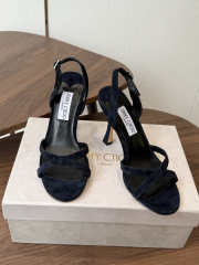 Uubags Jimmy Choo Elsy 100 Sunset Black Suede Crossover Slingbacks - 2