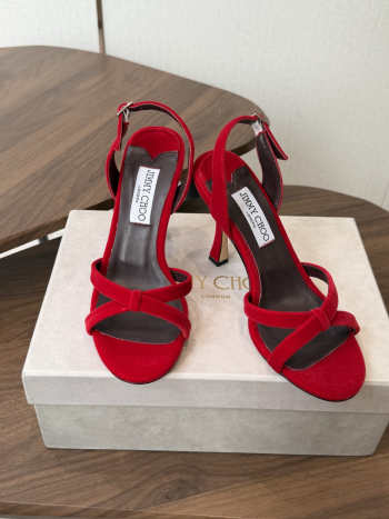 Uubags Jimmy Choo Elsy 100 Sunset Red Suede Crossover Slingbacks