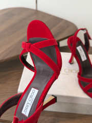 Uubags Jimmy Choo Elsy 100 Sunset Red Suede Crossover Slingbacks - 6