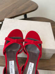 Uubags Jimmy Choo Elsy 100 Sunset Red Suede Crossover Slingbacks - 5