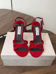 Uubags Jimmy Choo Elsy 100 Sunset Red Suede Crossover Slingbacks - 4