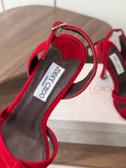 Uubags Jimmy Choo Elsy 100 Sunset Red Suede Crossover Slingbacks - 3