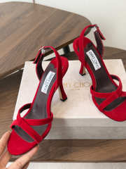 Uubags Jimmy Choo Elsy 100 Sunset Red Suede Crossover Slingbacks - 2