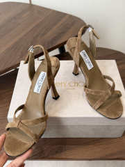 Uubags Jimmy Choo Elsy 100 Sunset Biscuit Suede Crossover Slingbacks  - 5