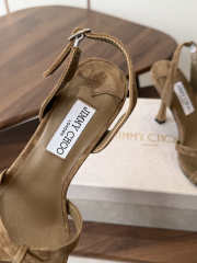 Uubags Jimmy Choo Elsy 100 Sunset Biscuit Suede Crossover Slingbacks  - 4