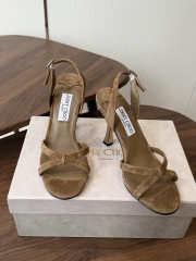 Uubags Jimmy Choo Elsy 100 Sunset Biscuit Suede Crossover Slingbacks  - 3