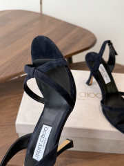 Uubags Jimmy Choo Elsy 100 Sunset Navy Blue Suede Crossover Slingbacks - 6