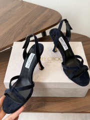 Uubags Jimmy Choo Elsy 100 Sunset Navy Blue Suede Crossover Slingbacks - 5