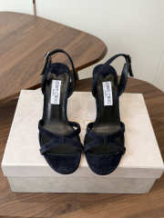 Uubags Jimmy Choo Elsy 100 Sunset Navy Blue Suede Crossover Slingbacks - 3