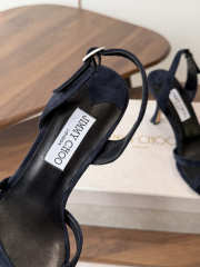 Uubags Jimmy Choo Elsy 100 Sunset Navy Blue Suede Crossover Slingbacks - 2