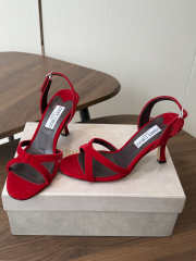 Uubags Jimmy Choo Elsy 70 Sunset Red Suede Crossover Slingbacks - 1