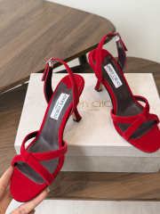 Uubags Jimmy Choo Elsy 70 Sunset Red Suede Crossover Slingbacks - 6
