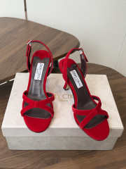 Uubags Jimmy Choo Elsy 70 Sunset Red Suede Crossover Slingbacks - 4