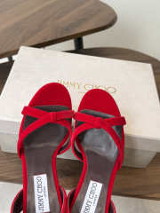 Uubags Jimmy Choo Elsy 70 Sunset Red Suede Crossover Slingbacks - 2