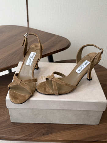 Uubags Jimmy Choo Elsy 70 Sunset Biscuit Suede Crossover Slingbacks