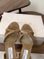 Uubags Jimmy Choo Elsy 70 Sunset Biscuit Suede Crossover Slingbacks - 2