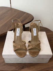 Uubags Jimmy Choo Elsy 70 Sunset Biscuit Suede Crossover Slingbacks - 5