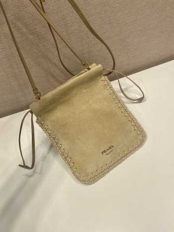 Uubags Prada suede smartphone case in desert beige 22x17.5cm