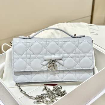 Uubags My Dior Mini Bag Ice Blue Cannage Lambskin 21x11.5x4.5cm