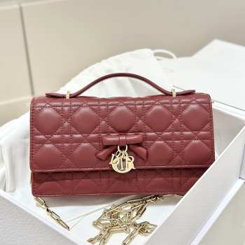 Uubags My Dior Mini Bag Red Cannage Lambskin 21x11.5x4.5cm