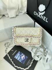 Uubags Chanel mini classic handbag tweed & gold-tone metal in light yellow 20cm - 1