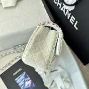 Uubags Chanel mini classic handbag tweed & gold-tone metal in light yellow 20cm - 6