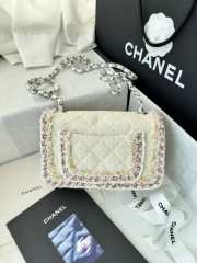 Uubags Chanel mini classic handbag tweed & gold-tone metal in light yellow 20cm - 3