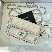 Uubags Chanel mini classic handbag tweed & gold-tone metal in light yellow 20cm - 4
