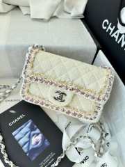 Uubags Chanel mini classic handbag tweed & gold-tone metal in light yellow 20cm - 2