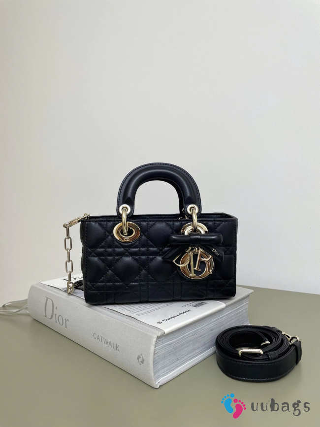 Uubags Dior Mini Lady D-Joy Bag Black Cannage Lambskin 19x10.5x5.5cm - 1