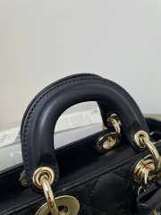 Uubags Dior Mini Lady D-Joy Bag Black Cannage Lambskin 19x10.5x5.5cm - 2