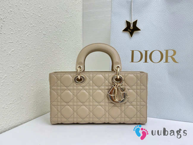 Uubags Dior Medium Lady D-Joy Bag Powder Beige Cannage Lambskin 26x13.5x5cm - 1