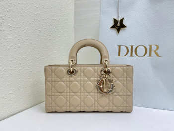 Uubags Dior Medium Lady D-Joy Bag Powder Beige Cannage Lambskin 26x13.5x5cm