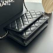 Uubags Chanel Black Caviar Leather Wallet on Chain With Silver Hardware 19x12x4cm - 3
