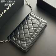 Uubags Chanel Black Caviar Leather Wallet on Chain With Silver Hardware 19x12x4cm - 6