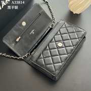 Uubags Chanel Black Caviar Leather Wallet on Chain With Silver Hardware 19x12x4cm - 2