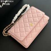 Uubags Chanel Pink Lambskin Leather Wallet on Chain With Gold Hardware 19x12x4cm - 1
