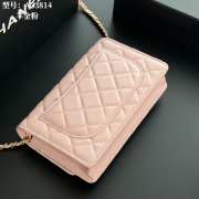Uubags Chanel Pink Lambskin Leather Wallet on Chain With Gold Hardware 19x12x4cm - 2
