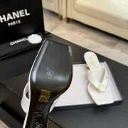Uubags Chanel White Calfskin Leather Camellia Heel Mules 5.5cm - 4