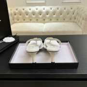 Uubags Chanel White Calfskin Leather Camellia Heel Mules 5.5cm - 6