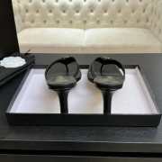 Uubags Chanel Black Calfskin Leather Camellia Heel Mules 5.5cm - 2